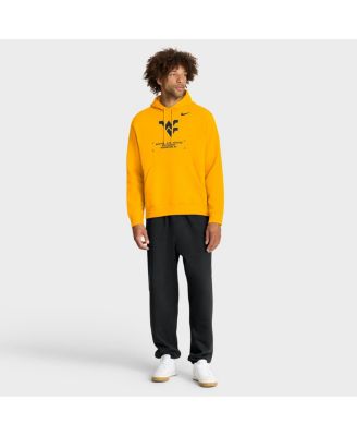 Men's Gold West Virginia Mountaineers Basketball Two-Hit Club Fleece Pullover Hoodie