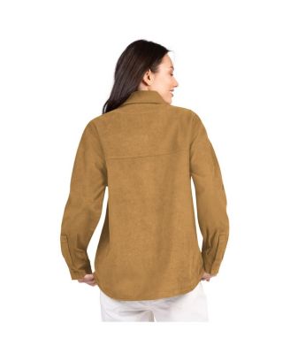 Women's Brown Detroit Lions Re-Match Corduroy Full-Snap Shacket
