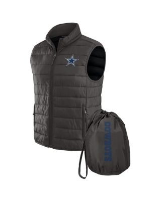 Fanatics - Men's Gray Dallas Cowboys Packable Full-Zip Vest with Travel Bag
