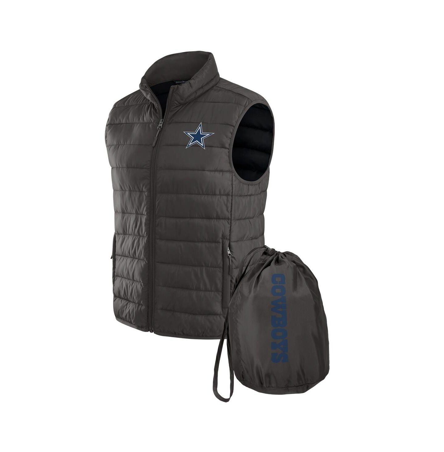 Мужской жилет Fanatics Darius Rucker Collection by x NFL Gray Dallas Cowboys Packable Full-Zip Vest with Travel Bag — фото 1
