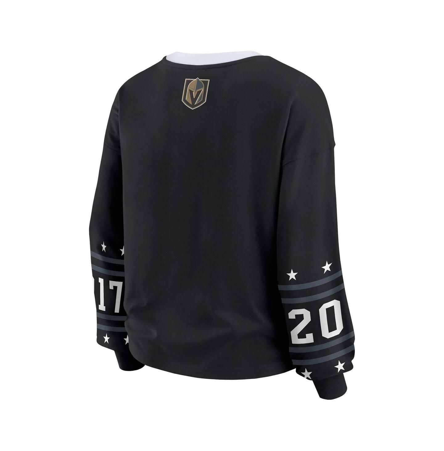 Женская футболка WEAR by Erin Andrews Black Vegas Golden Knights Long-Sleeve Sport — фото 3