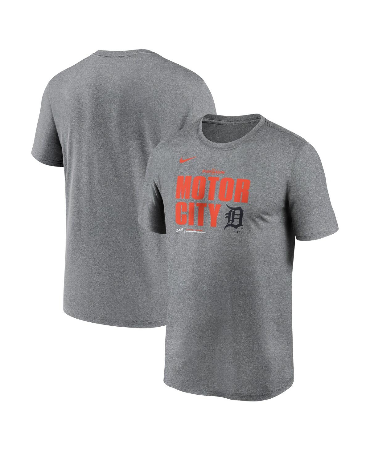 Nike Men's Heather Charcoal Detroit Tigers 2025 Mlb Postseason Legend Dri-fit T-Shirt