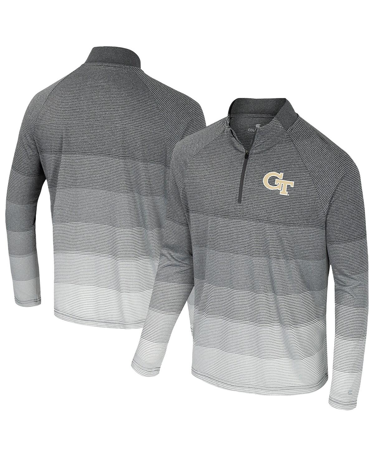 Colosseum Men's Gray Georgia Tech Yellow Jackets Ai Striped Mesh Quarter-Zip Raglan Windshirt Jacket