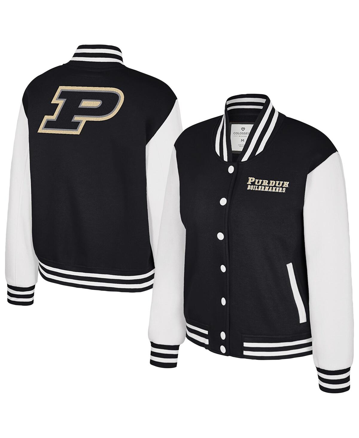 Colosseum Women's Black Purdue Boilermakers French Baguette Full Snap Fleece Jacket