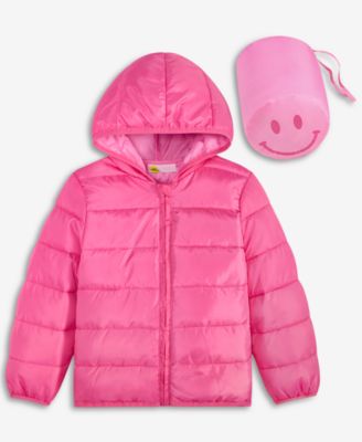 Toddler Girls' 2T-4T Smile Lightweight Packable Hooded Jacket