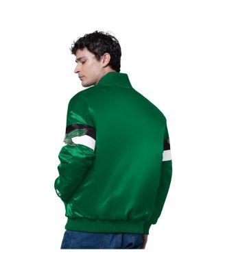 Men's Kelly Green Philadelphia Eagles Triple Option Satin Varsity Vintage Logo Full-Snap Jacket