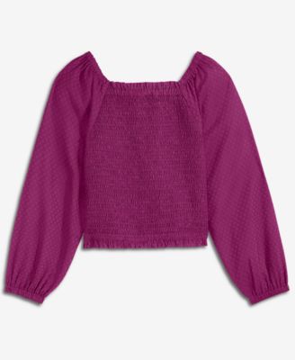 Girls' 5-20 Dobby Smocked Top