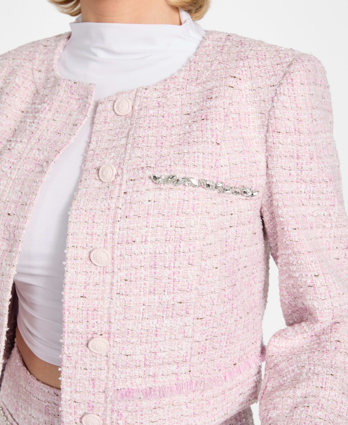 Guess Women's Clotilde Long-Sleeve Cropped Jacket