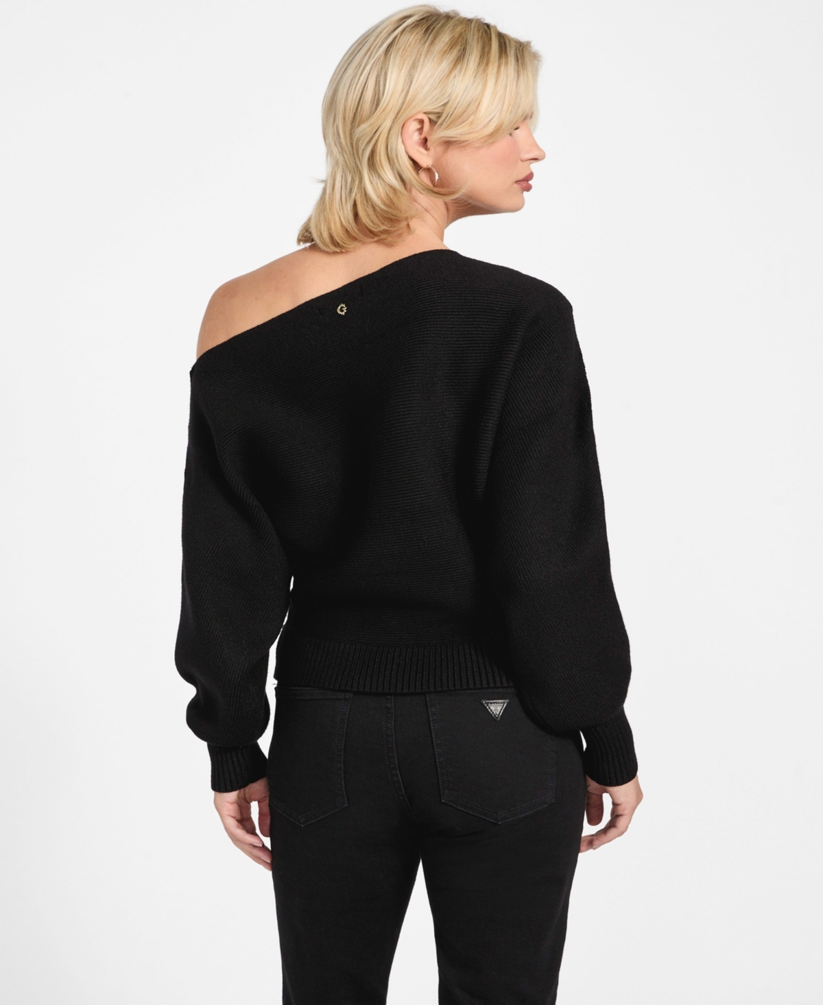 Guess Women's Long-sleeve Off-the-shoulder Sweater In Black