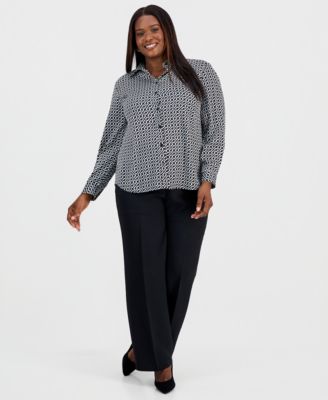 Plus Size Printed Button-Front Shirt