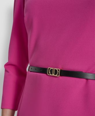 Petite Asymmetrical Neck 3/4-Length Dress