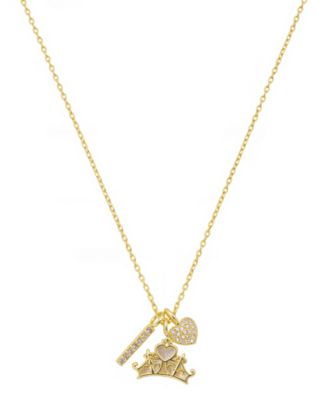 Princess Cubic Zirconia Pendant Charm Necklace