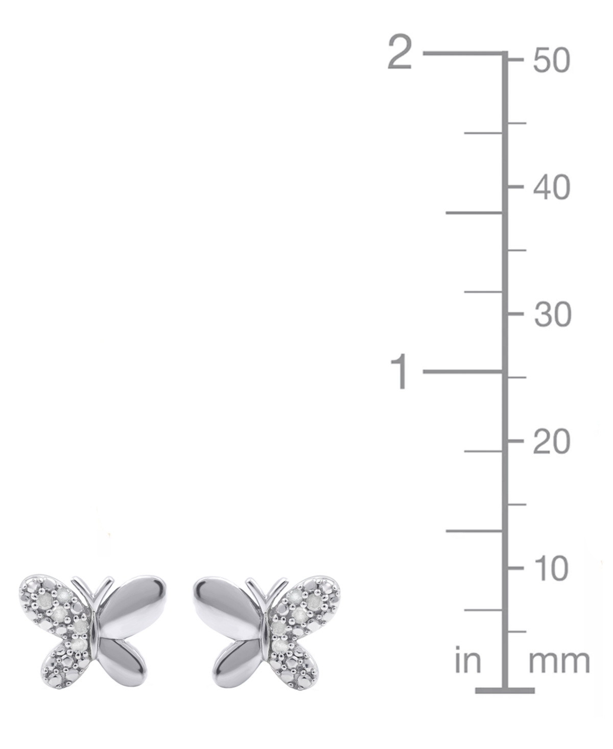 Macy's Diamond Butterfly Earrings (1/10 Ct. T.w.) In Sterling Silver (also In 14k Gold-plated Sterling Silv In Silver