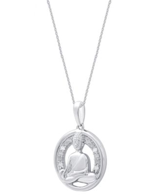 Diamond Buddha Pendant Necklace (1/10 ct. t.w.) in Sterling Silver
