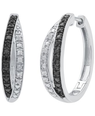 Macy's - Diamond Hoop Earrings (1/6 ct. t.w.) in Sterling Silver