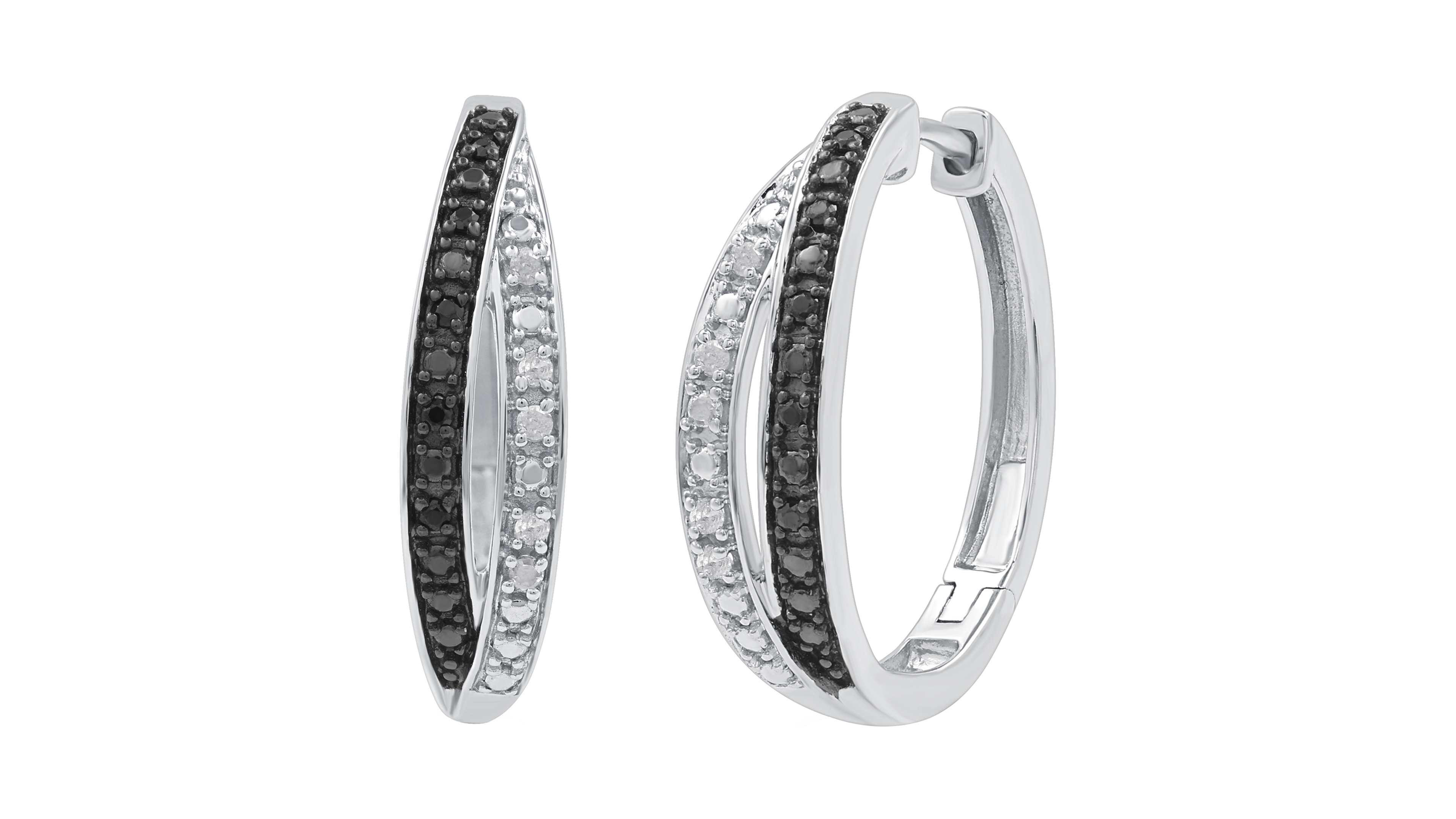 Macy's Diamond Hoop Earrings (1/6 ct. t.w.) in Sterling Silver