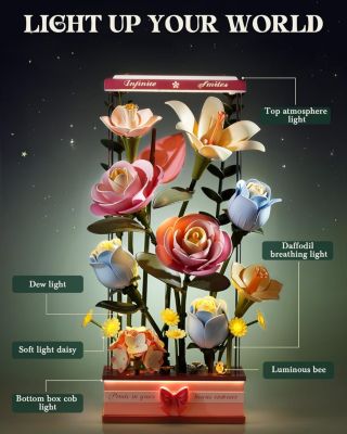 3D Puzzles Floral Art Series, Single Flower DIY Craft Flower Puzzle, Home Decorative Ornaments for Holiday Gifts, Purple, 2.8"3.5"13.6"