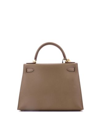 Kelly 28 Handbag Brown Madame with Gold Hardware