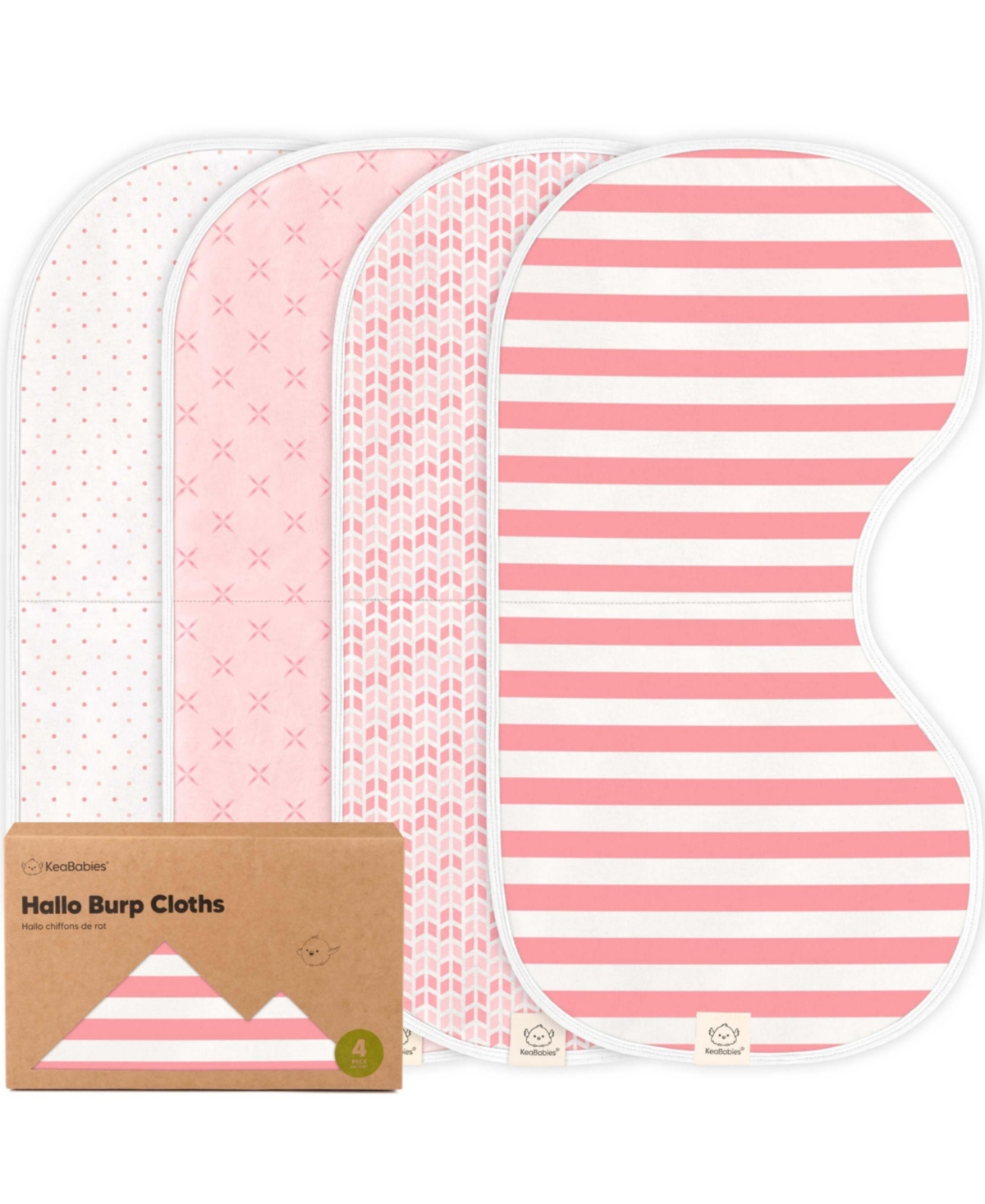 KeaBabies Kids 4pk Hallo Burp Cloths, Cotton Cloth for Girls, Boys, Soft & Absorbent Burping Cloths