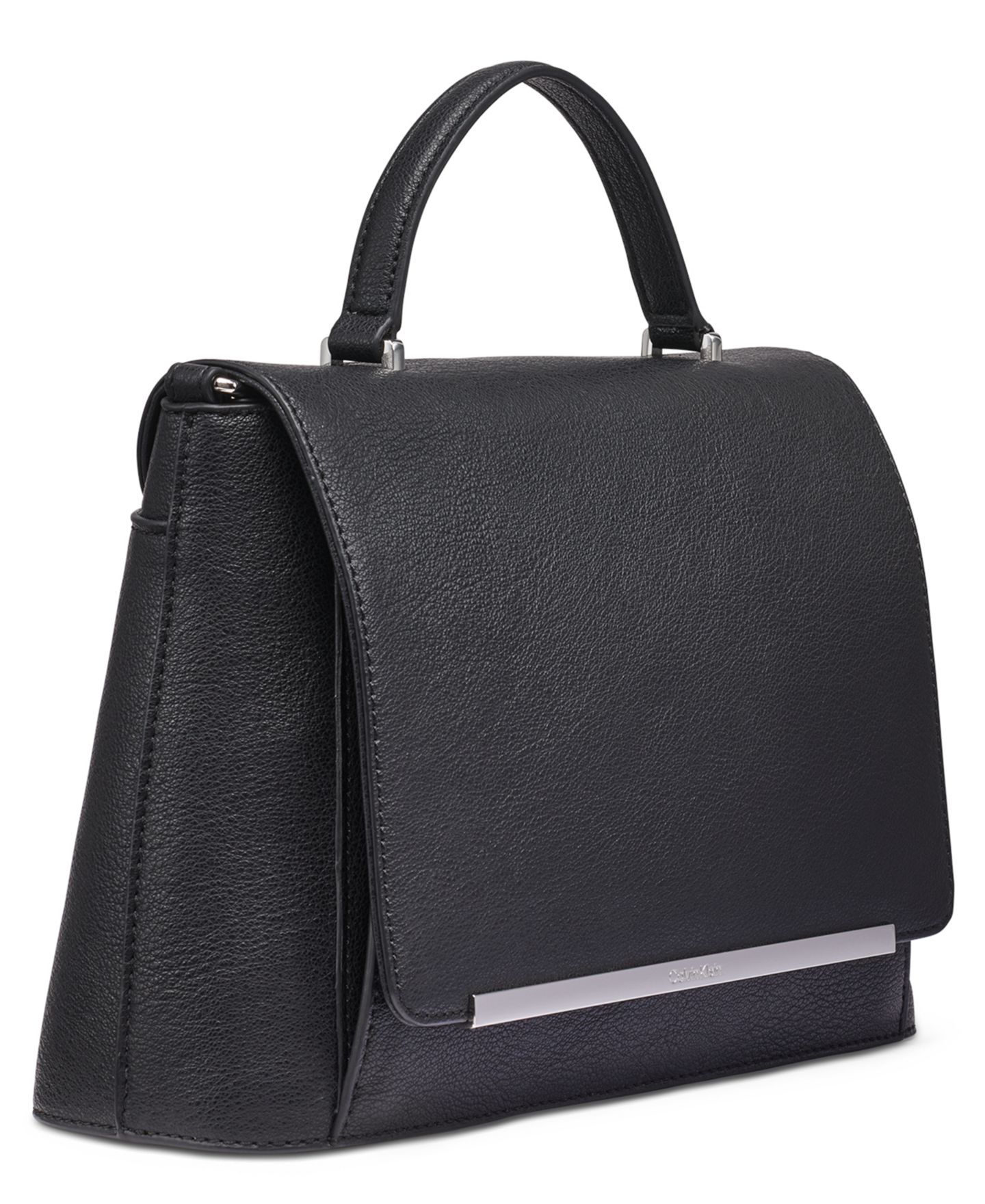 Женская сумка Calvin Klein Alia Magnetic Snap Satchel, цвет: Чёрный / Серебряный — фото 3