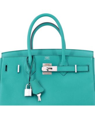 Birkin 30 Handbag Blue Epsom with Palladium Hardware