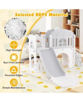 9-in-1 Toddler Slide L-Shaped with Basketball Hoop and Steering Wheel