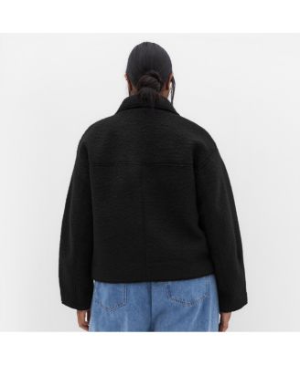 Plus Size Boucle Zip Front Jacket