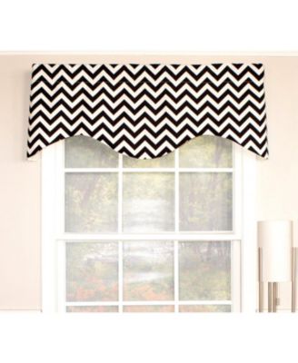 Zig Zag Cornice 100% Cotton with Fully Lined 3" Rod Pocket Valnance for Windows 50" x 17" Black
