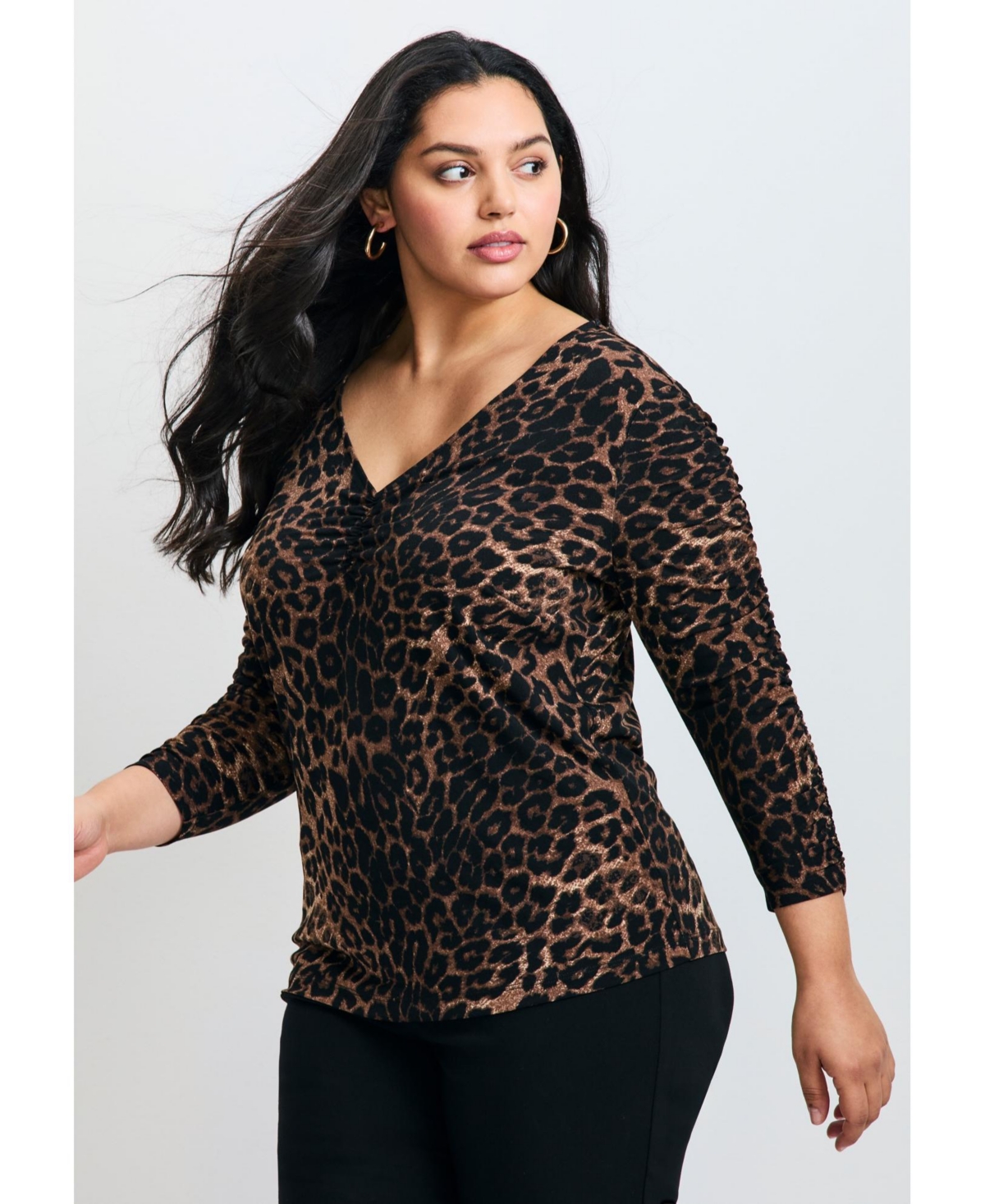 Avenue Women's Naomi Print Gathered Sleeve Top
