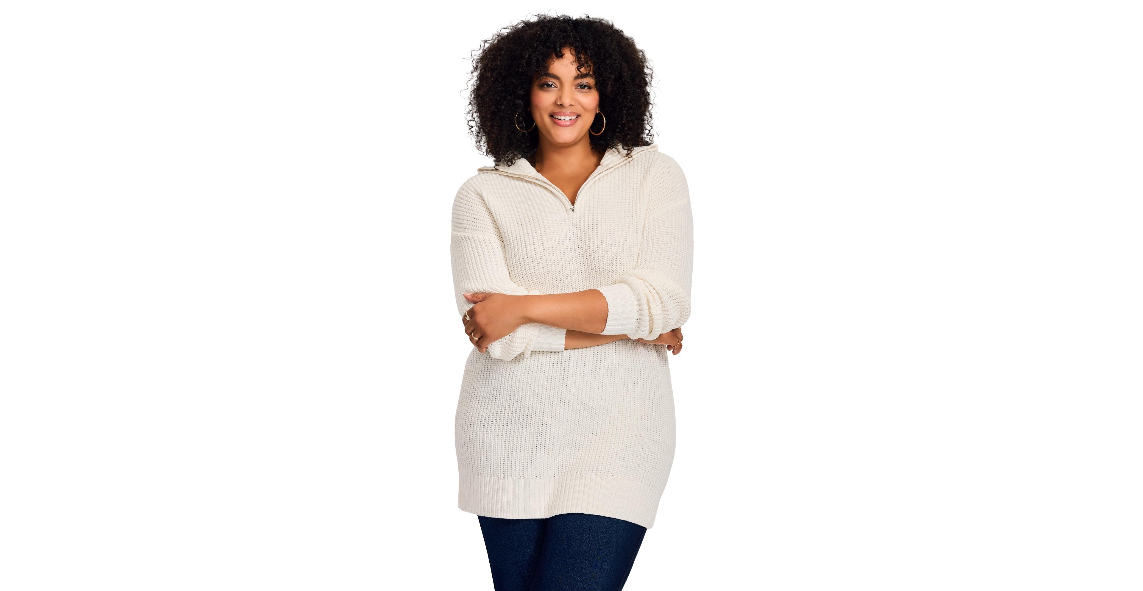 Avenue Women's Plus Half-Zip Pullover Sweater