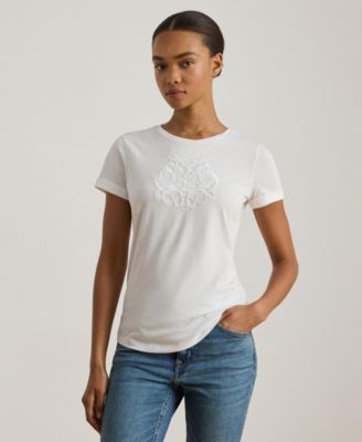 Lauren Ralph Lauren - Women's Crewneck Embroidered-Logo T-Shirt