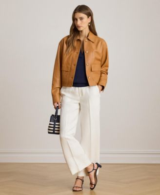 Women's Twill Wide-Leg Cropped Pants