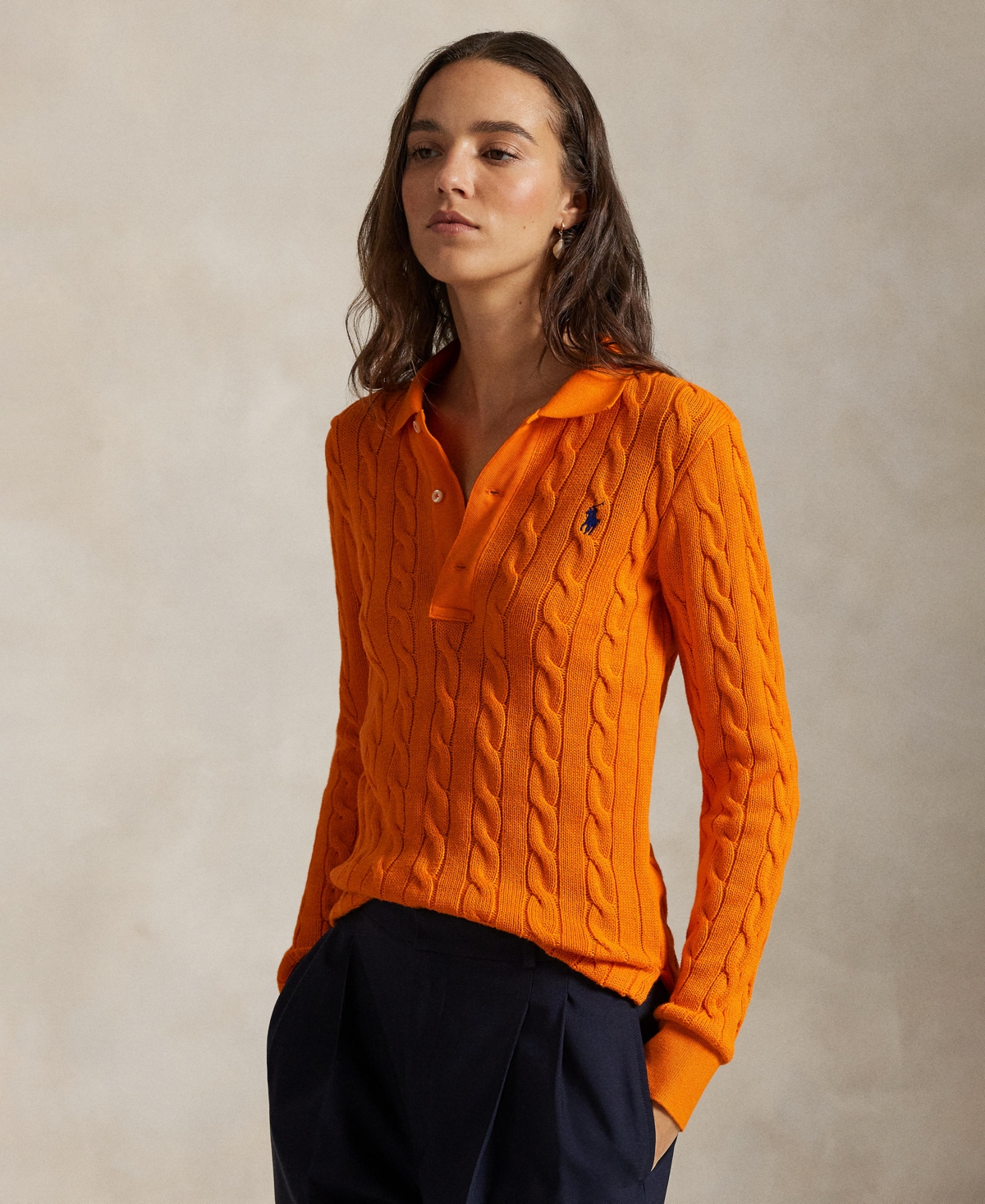 Polo Ralph Lauren Women's Cable-knit Polo Sweater In Orange