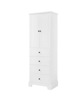 2-Door 4-Drawer MDF Cabinet with Adjustable Shelf & Anti-Tip Design – Modern Storage Organizer