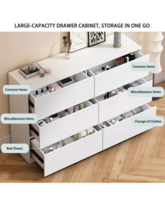 6-Drawer Wood Dresser with Spacious Countertop and Concealed Handles