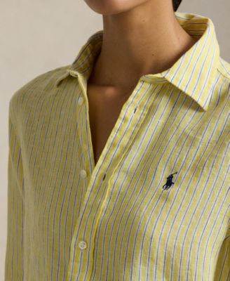 Women's Classic Fit Striped Linen Shirt