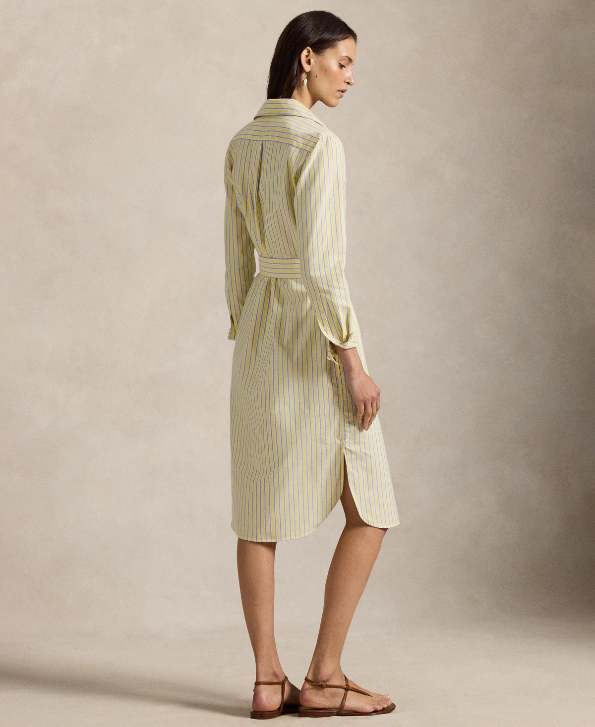 Polo Ralph Lauren Women's Belted Cotton Oxford Shirtdress In Yellow