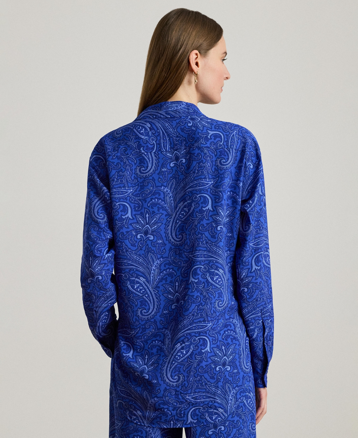 Lauren Ralph Women's Relaxed Fit Paisley Crepe Shirt