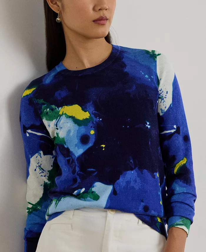 Women's Abstract-Motif Crewneck Sweater - thumbnail 2