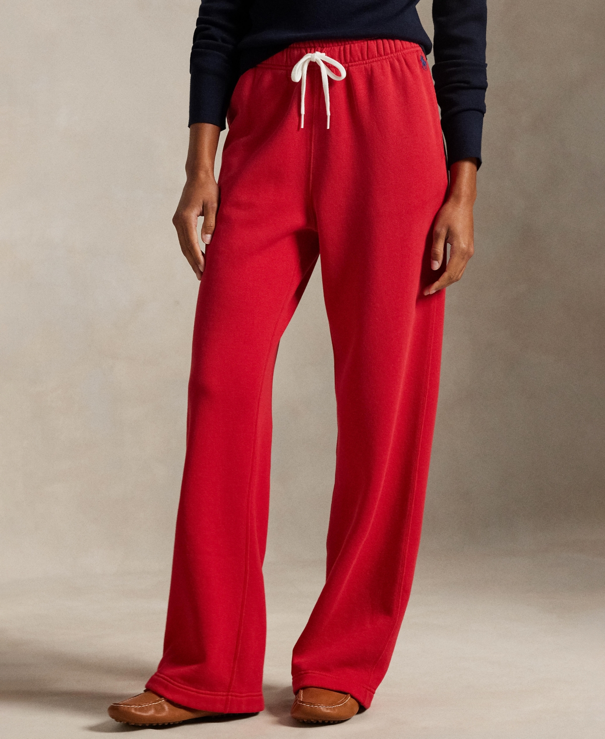 Polo Ralph Lauren Women's Drawstring Fleece Wide-leg Sweatpant In Red