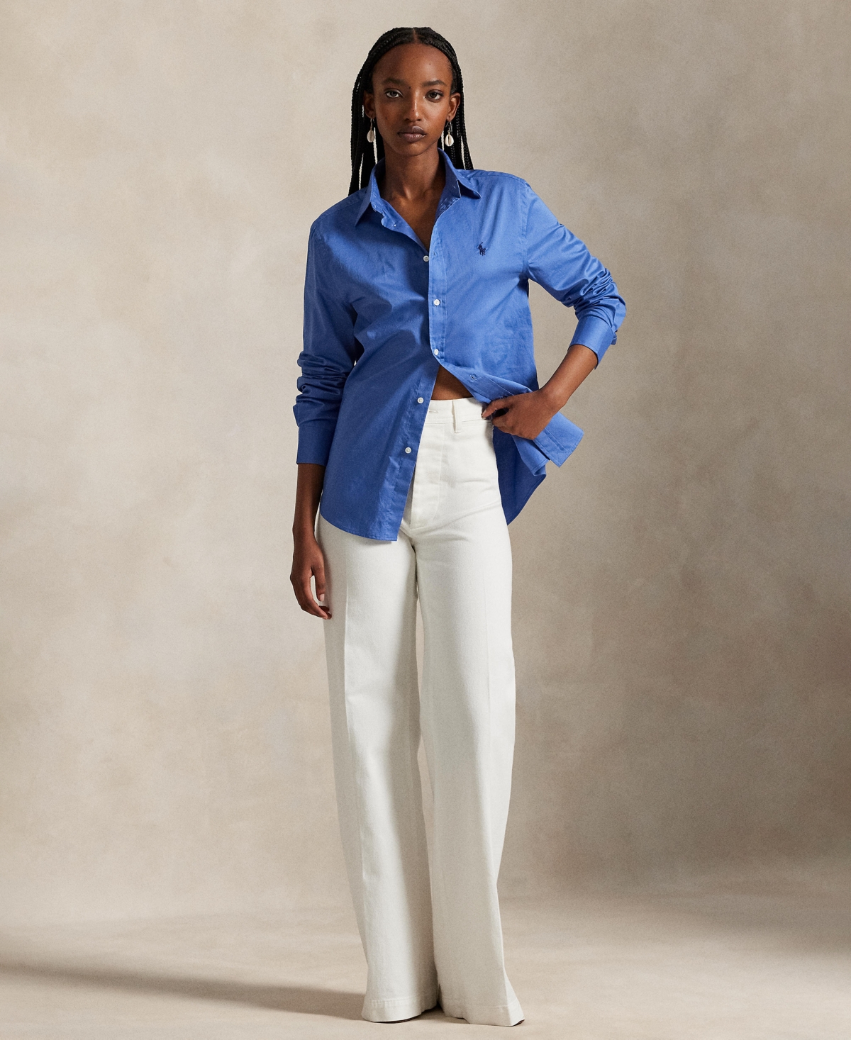 Polo Ralph Lauren Women's Classic-fit Cotton Twill Shirt In Blue