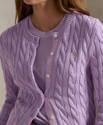 Women's Cable-Knit Crewneck Cardigan