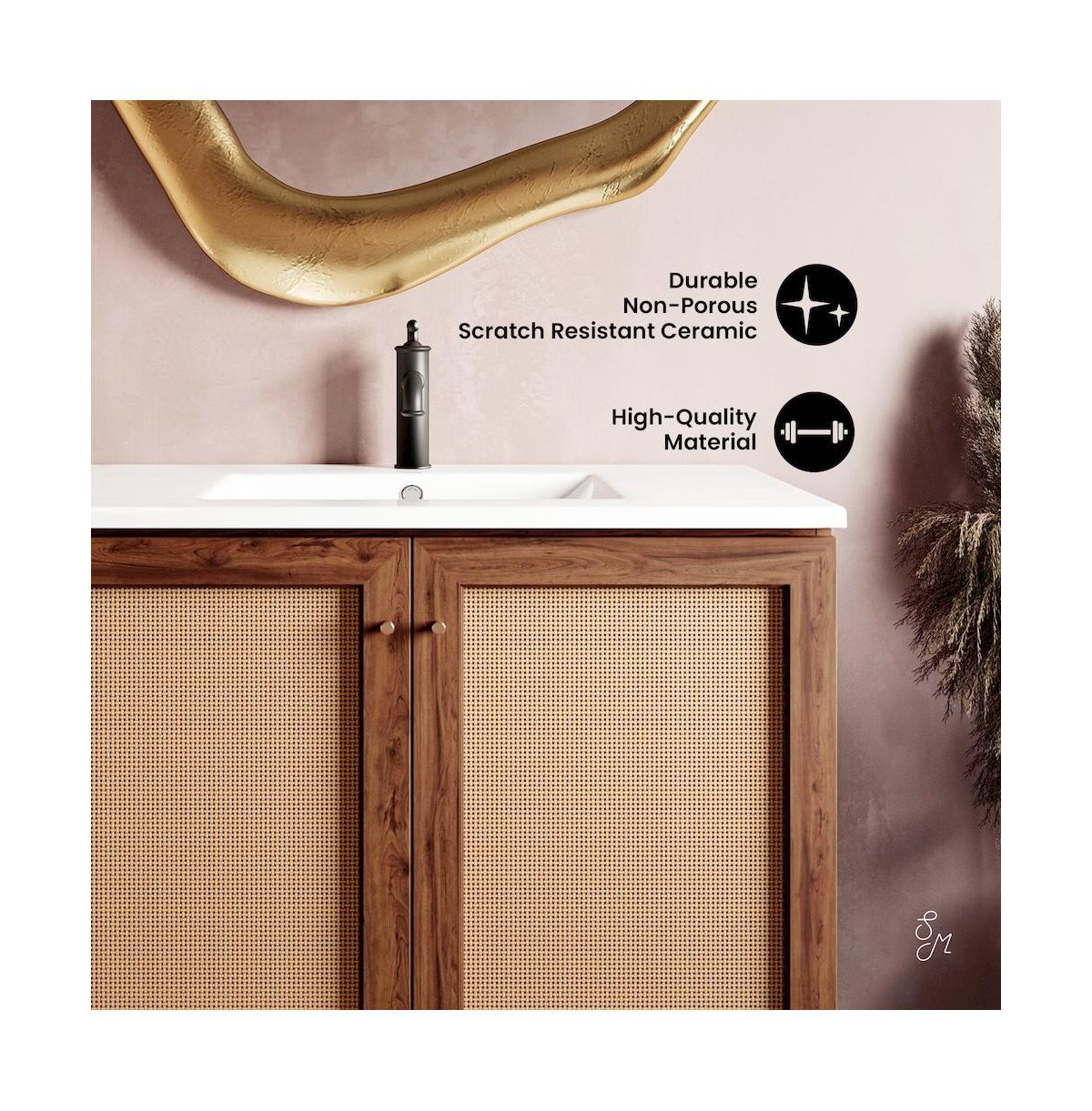 Swiss Madison Classe 36" Freestanding Bathroom Vanity in Brown Oak with Sink Top