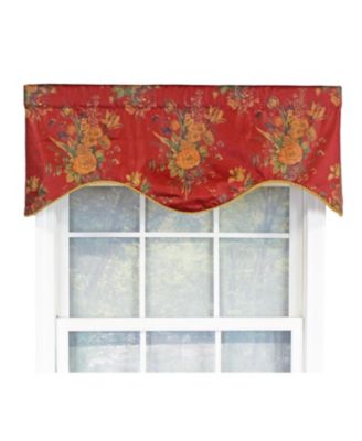 Eliza Excellent Deep Color Background Cornice Stylish Window Valance 3" Rod Pocket 50" x 17" Red