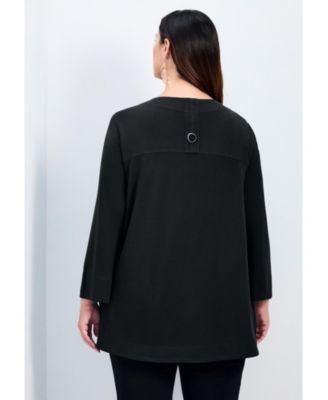 Women's Plus Size Breanna Eyelet Detail Hacci Top