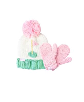 Girls Pink Golf Flag Bobble Hat