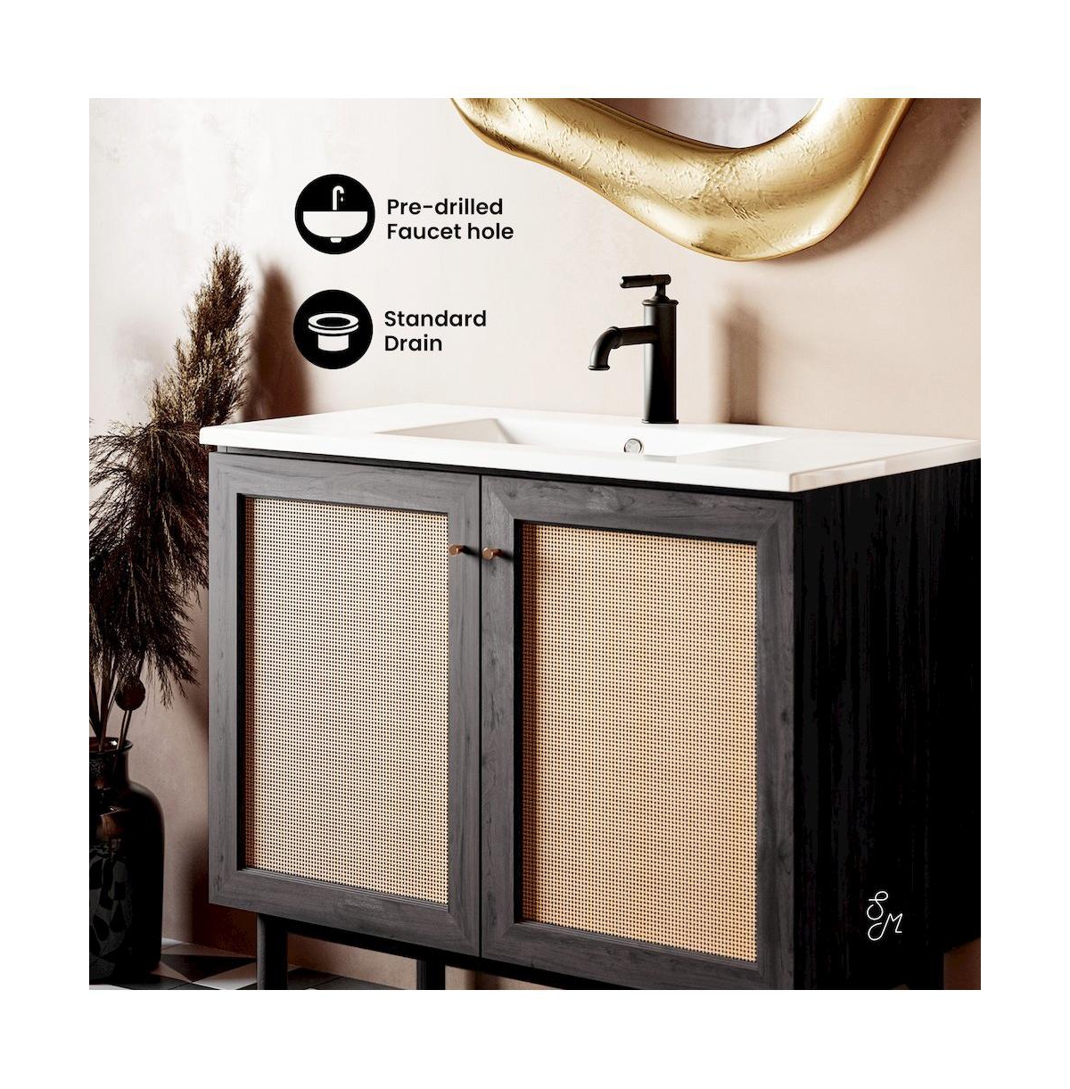 Swiss Madison Classe 36" Freestanding Bathroom Vanity in Black Oak with Sink Top