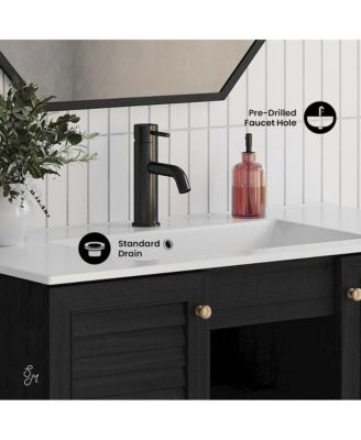 Bron 36" Freestanding Bathroom Vanity in Black Oak with Sink Top