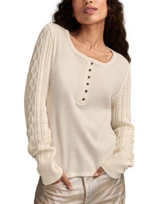 Lucky Brand - Women's Textured Long-Sleeve Henley Top