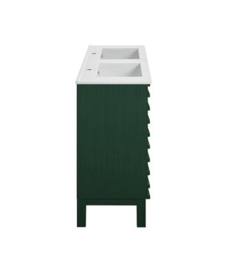 48" MDF Cascade Double Basin Sink Top Freestanding Bathroom Vanity